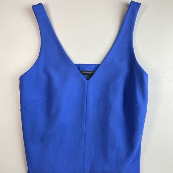 BANANA REPUBLIC V Neck Mini Dress Sz 2 Riviera  Blue - Picture 2 of 5